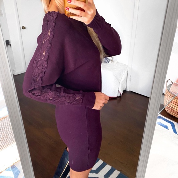 🍇 ORSAY PURPLE LACE WOVEN LONG SLEEVE DRESS! - Picture 4 of 14